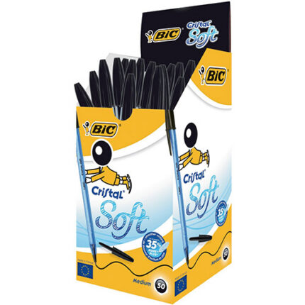 BIC CRISTAL SOFT BP PENS MEDIUM - BLK