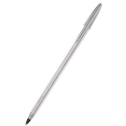 BIC CRISTAL MEDIUM SHINE SILVER BODY-BLK
