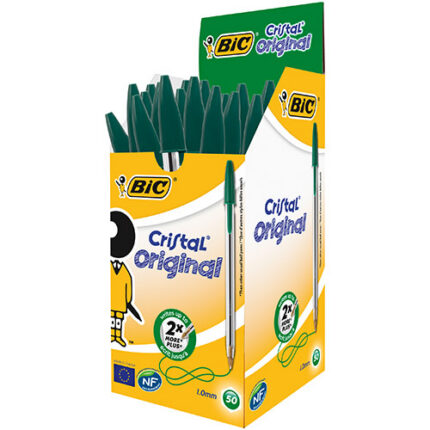 CRISTAL BP PENS MEDIUM 1.0MM-GRN
