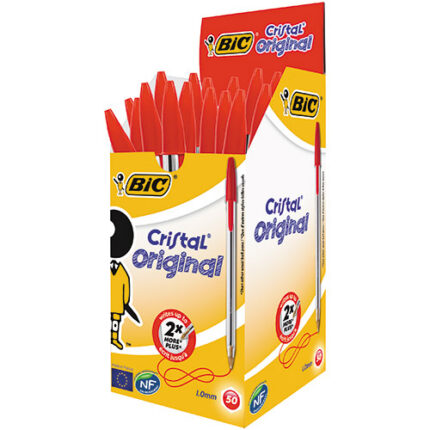 CRISTAL BP PENS MEDIUM 1.0MM-RED