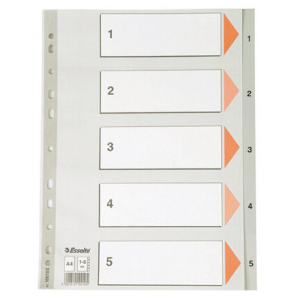 PLASTIC INDICES A4, 1-5-GRY
