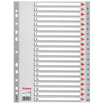 PLASTIC INDICES A4, 1-20-GRY
