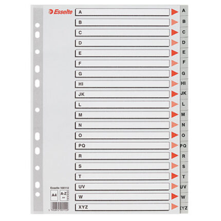 PLASTIC INDICES A4, A-Z-GRY