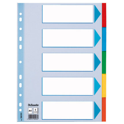 CARDBOARD DIVIDERS A4, 5-TABS-MCL