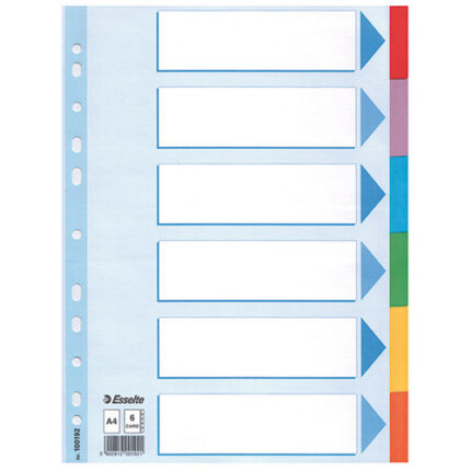 CARDBOARD DIVIDERS A4, 6-TABS-MCL