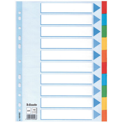 CARDBOARD DIVIDERS A4, 10-TABS-MCL