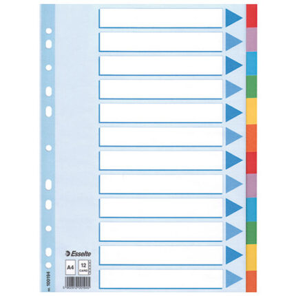 CARDBOARD DIVIDERS A4, 12-TABS-MCL