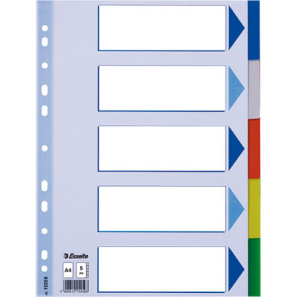 PLASTIC DIVIDERS A4, 5-TABS-MCL