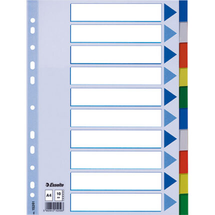 PLASTIC DIVIDERS A4, 10-TABS-MCL