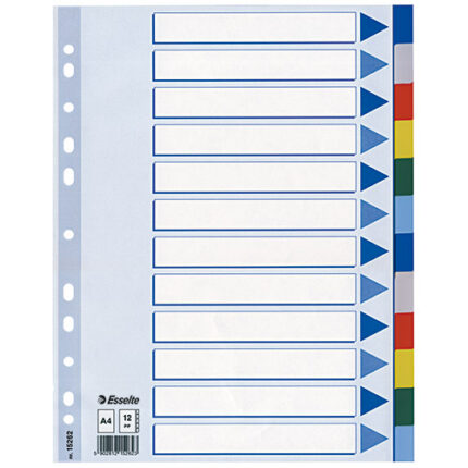 PLASTIC DIVIDERS A4, 12-TABS-MCL