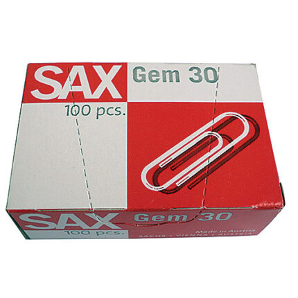 SAX PAPER CLIPS 32mm GEM 30,P.100-SLV