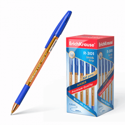 ERICHKRAUSE BALLPOINT PEN R-301 AMBER STICK&GRIP 0.7 BLUE 39530
