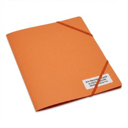 B/R PRESPAN FOLDER WITH ELASTIC CLOSURE ORANGE FD10114